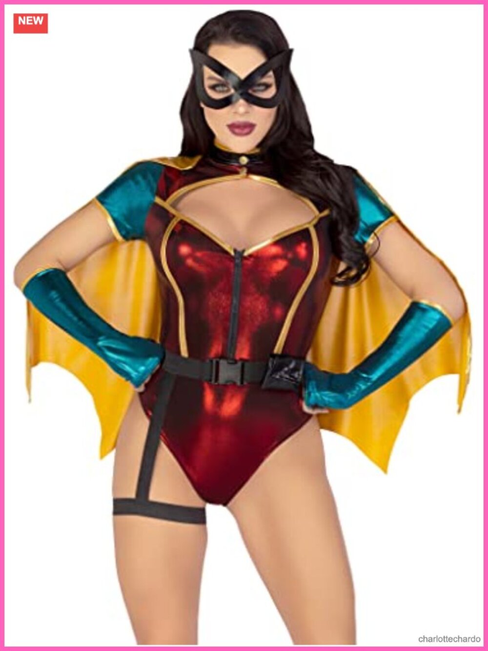 Leg Avenue 5 PC Sultry Sidekick Halloween Costume with Cape and Gloves